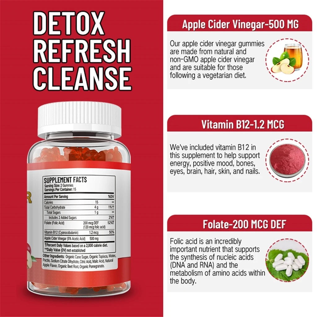 Apple Cider Vinegar Gummies (30 gummies) | Dietary Supplement for Detox, Digestion, and Weight Loss - Image 7