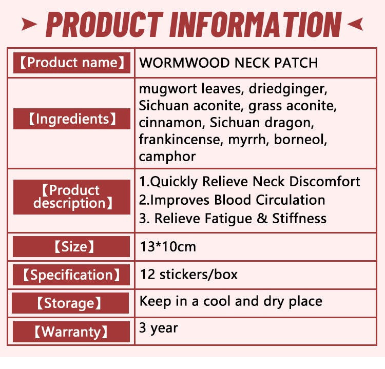 Wormwood Neck Patch (12 patches) | Medicated Patch for Neck Pain, Joint Swelling, and Neck Discomfort - Image 11