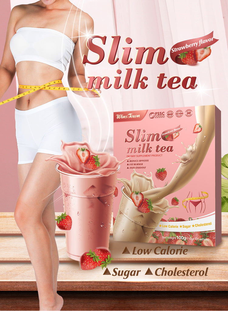 Slim Milk Tea (Strawberry Flavour) | Diet Shake for Weight Loss, Appetite Control and Meal Replacement - Image 2