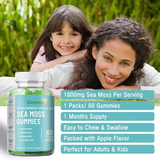 Sea Moss Gummies (1750mg) with Bladderwrack and Burdock Root | Dietary Supplement for Immune, Skin, Hair, Thyroid, and Weight Loss - Image 5