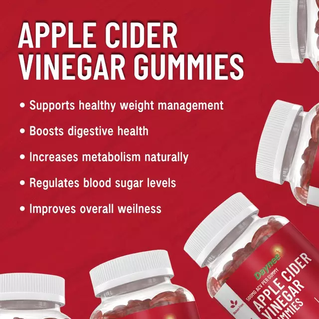 Apple Cider Vinegar Gummies (500mg) | Dietary Supplement for Detox, Weight Loss, Cholesterol, and Energy - Image 2