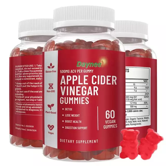 Apple Cider Vinegar Gummies (500mg) | Dietary Supplement for Detox, Weight Loss, Cholesterol, and Energy - Image 11