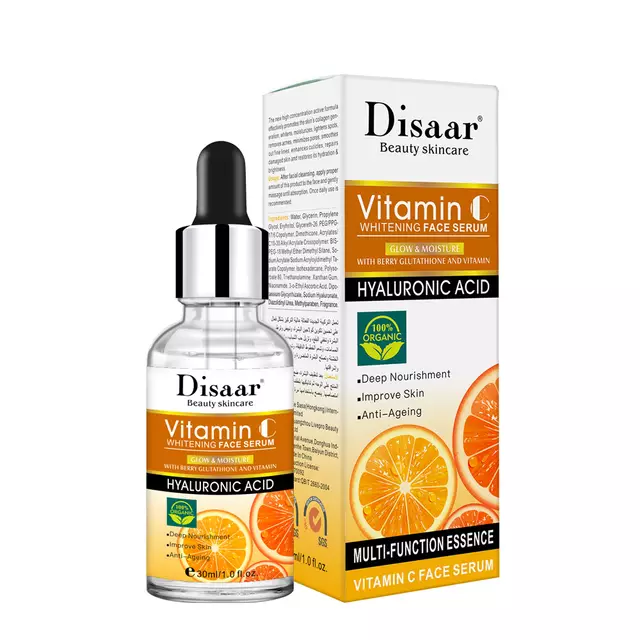 DISAAR Vitamin C Whitening Face Serum with Hyaluronic Acid and Berry Glutathione (30ml) | Facial Serum for Aging, Sunburn, and Dark Spots