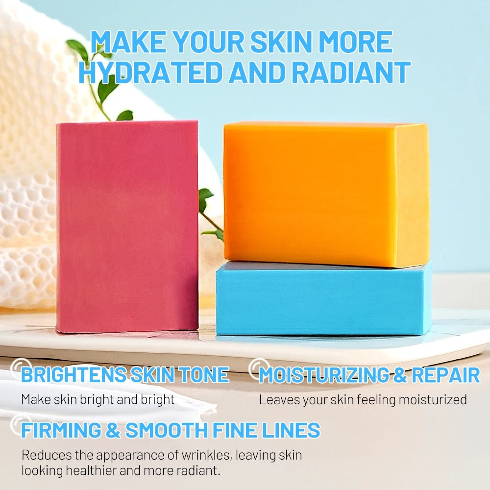 AICHUN BEAUTY 3-in-1 Soap Pack — Collagen, Vitamin C and Hyaluronic Acid Bathing Soaps (65g each) - Image 3