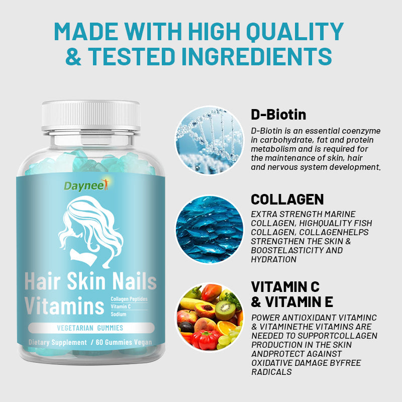 Hair, Skin and Nails Vitamin Gummies | Dietary Supplement for Hair Growth, Youthful Skin, and Stronger Nails - Image 12