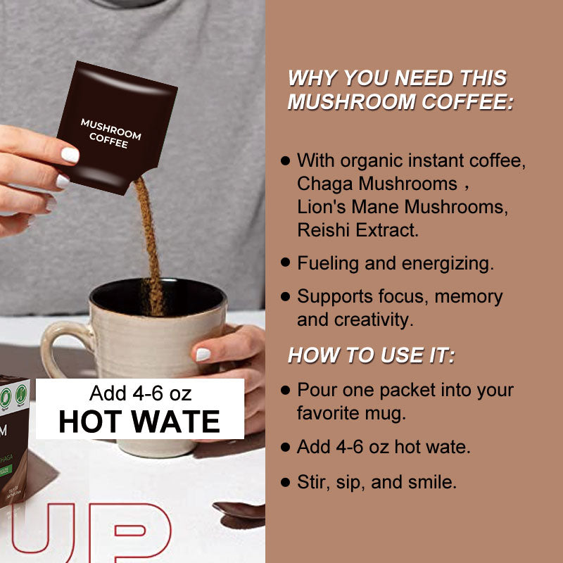 Mushroom Coffee with Protein and Caffeine | Instant Coffee for Energy, Focus, Gut, Memory, and Immunity - Image 9
