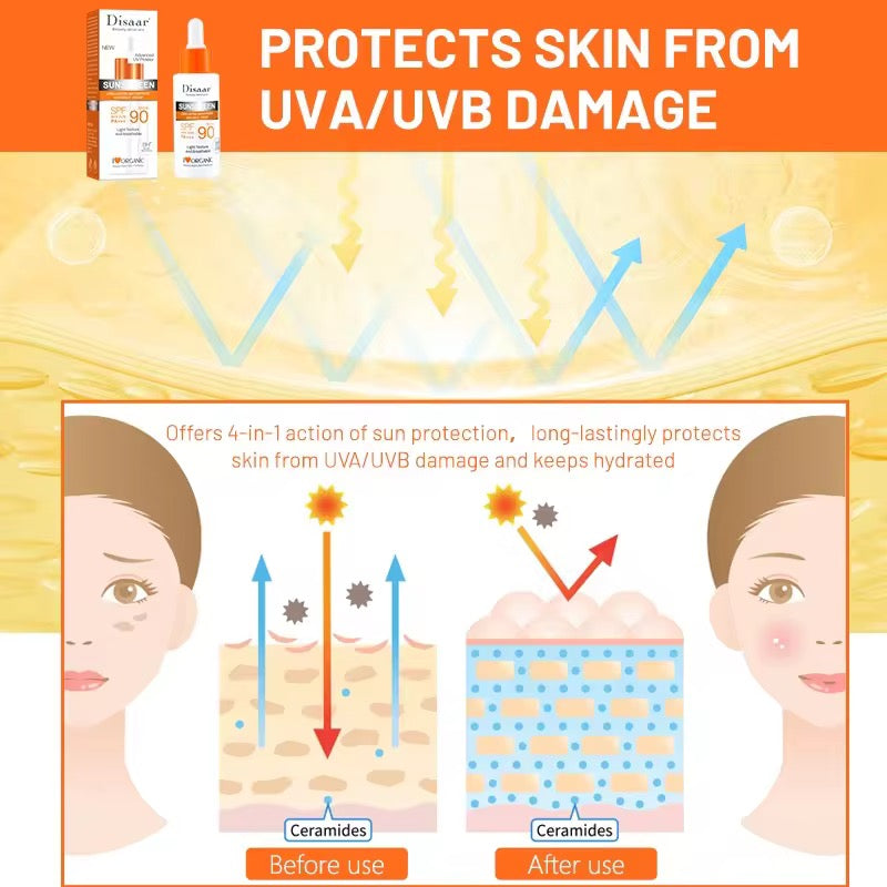 Disaar SPF 90 PA+++ Sunscreen Serum (50ml, UVA/UVB Protection) | Body Serum for Advanced UVA/UVB Protection, Moisturizing, and Sun Blocking - Image 4