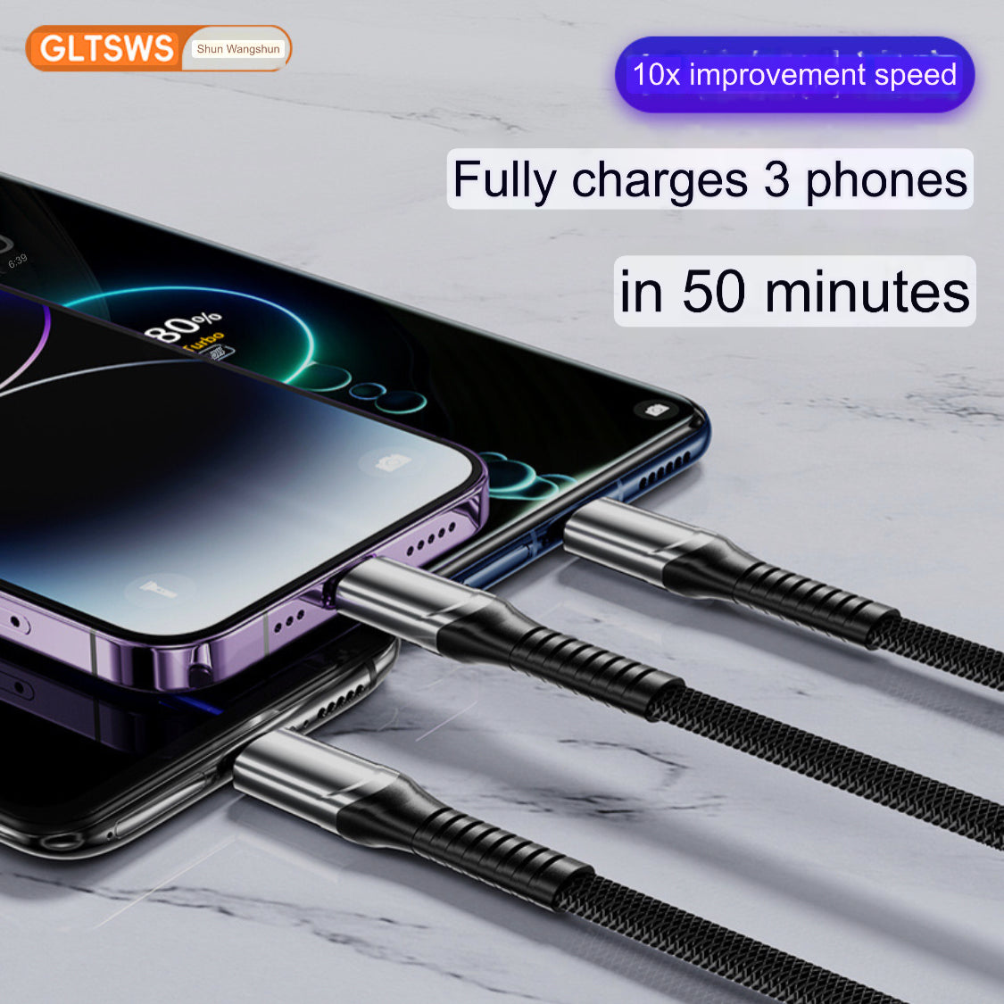 200W 3-in-1 Super Fast Charging Cable (1.8 and 2.0 meters) - Image 2
