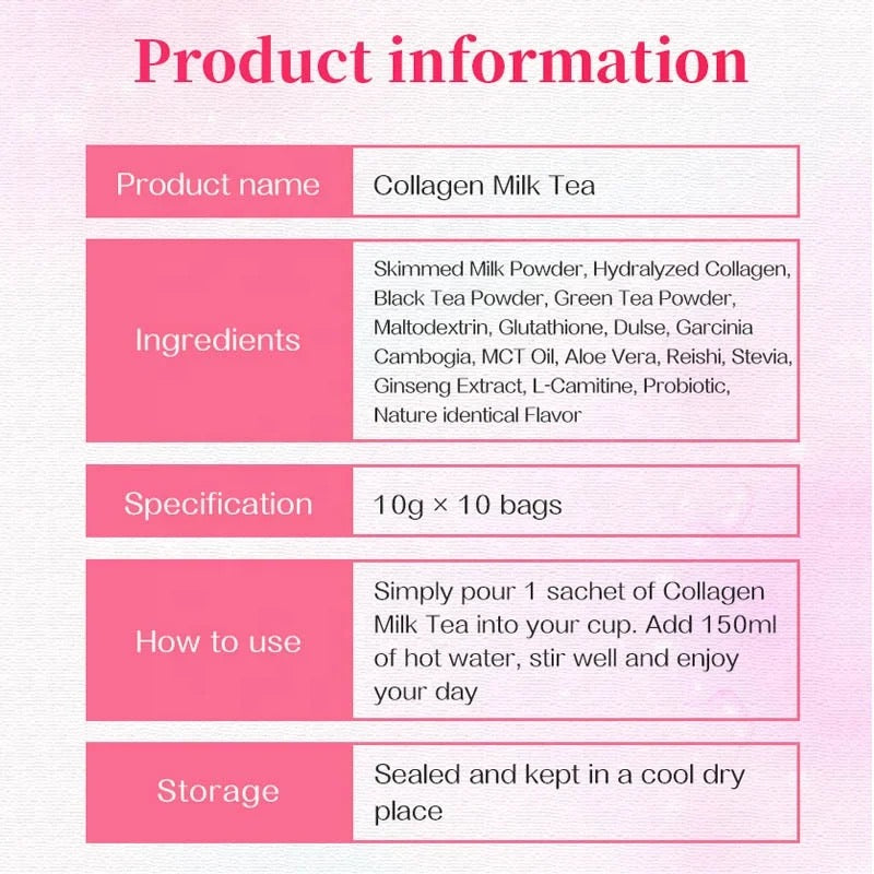 Collagen Milk Tea | Herbal Tea for Skin Whitening, Anti-Aging, and Beauty - Image 10