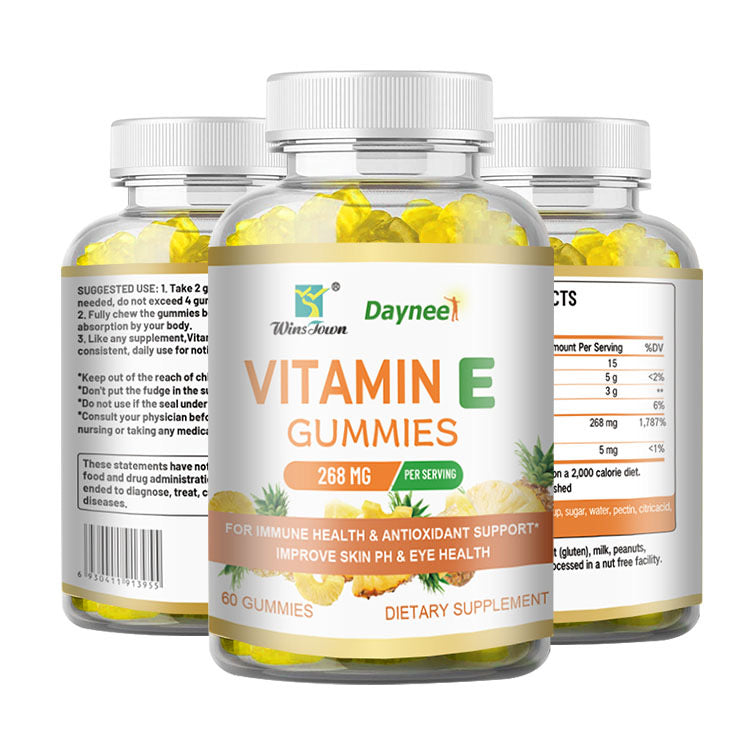 Vitamin E Gummies | Dietary Supplement for Eye Health, Skin Care, Hair Care, Anti-aging, and Immunity