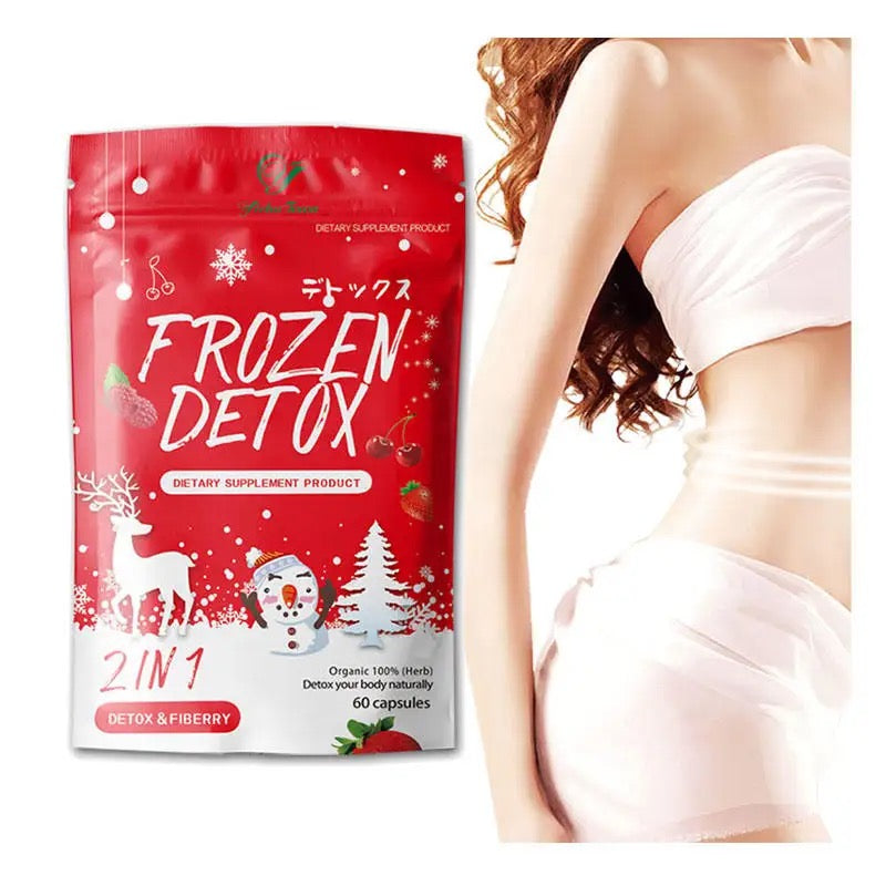 Frozen Detox and Fiberry Capsules with Psyllium Husk and Indian Gooseberry | Dietary Supplement for Tummy Detox, Flat Tummy, and Digestive Health