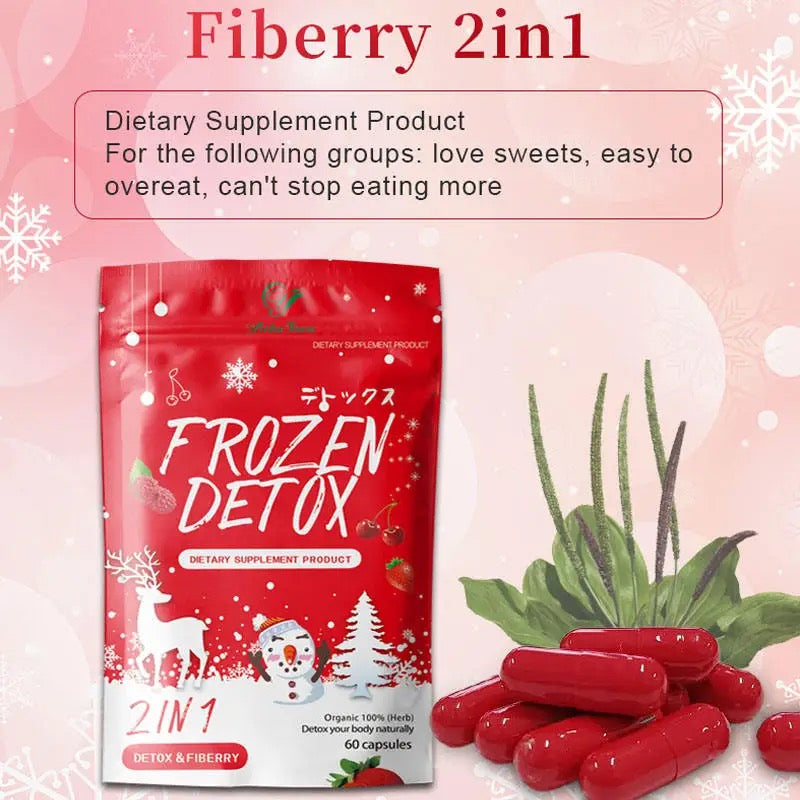 Frozen Detox and Fiberry Capsules with Psyllium Husk and Indian Gooseberry | Dietary Supplement for Tummy Detox, Flat Tummy, and Digestive Health - Image 2