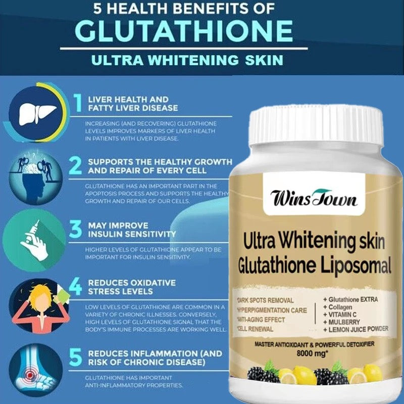Ultra Whitening Skin Capsules with L-Glutathione (8000mg) | Dietary Supplement for Dark Spots, Hyperpigmentation, Anti-aging, and Cell Renewal - Image 2