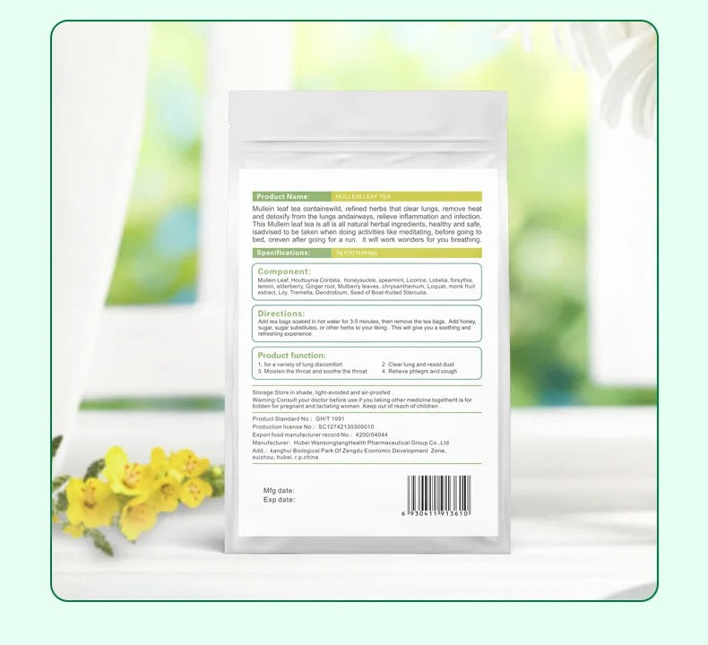 Mullein Leaf Tea | Herbal Tea for Coughs, Bronchitis, Asthma, Sore Throat, and Lungs Cleanse - Image 7