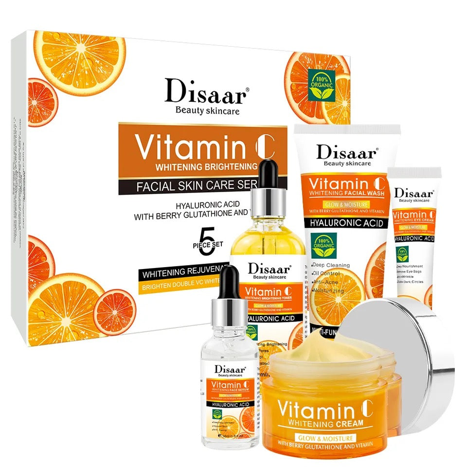 DISAAR 5-in-1 Vitamin C Skin Care Set: Face Wash, Face Toner, Eye Cream, Face Serum, and Body Cream - Image 6