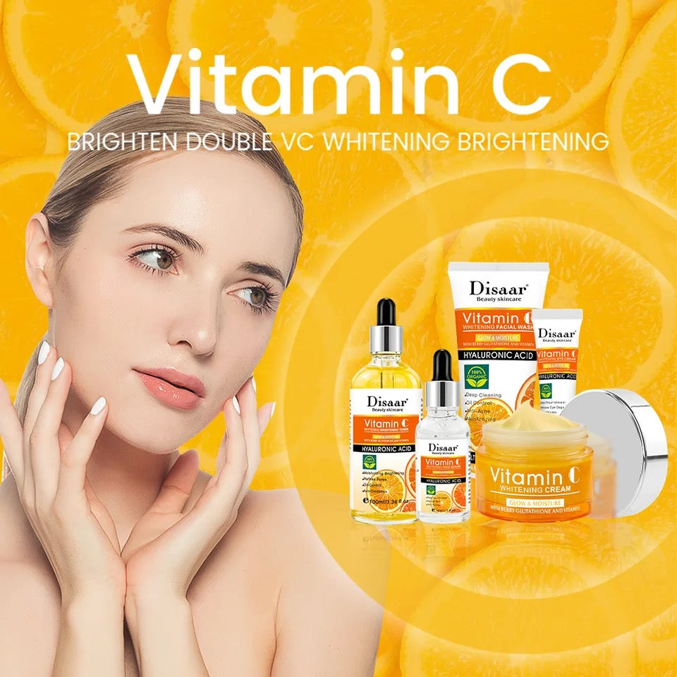 DISAAR 5-in-1 Vitamin C Skin Care Set: Face Wash, Face Toner, Eye Cream, Face Serum, and Body Cream - Image 5