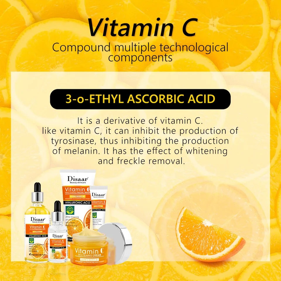 DISAAR 5-in-1 Vitamin C Skin Care Set: Face Wash, Face Toner, Eye Cream, Face Serum, and Body Cream - Image 4