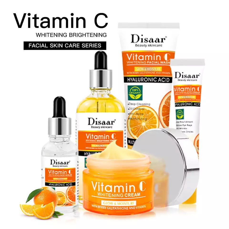 DISAAR 5-in-1 Vitamin C Skin Care Set: Face Wash, Face Toner, Eye Cream, Face Serum, and Body Cream - Image 8