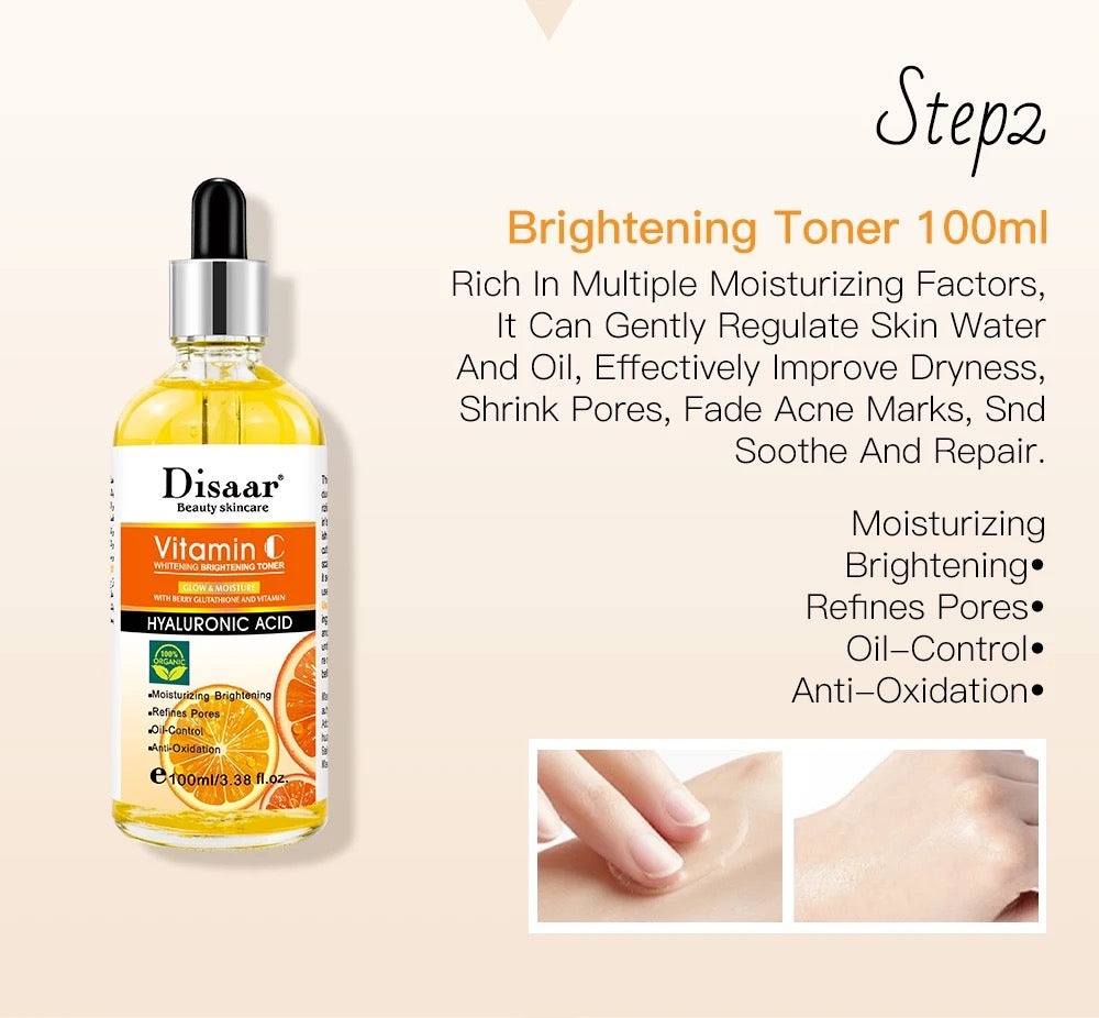 DISAAR 5-in-1 Vitamin C Skin Care Set: Face Wash, Face Toner, Eye Cream, Face Serum, and Body Cream - Image 18