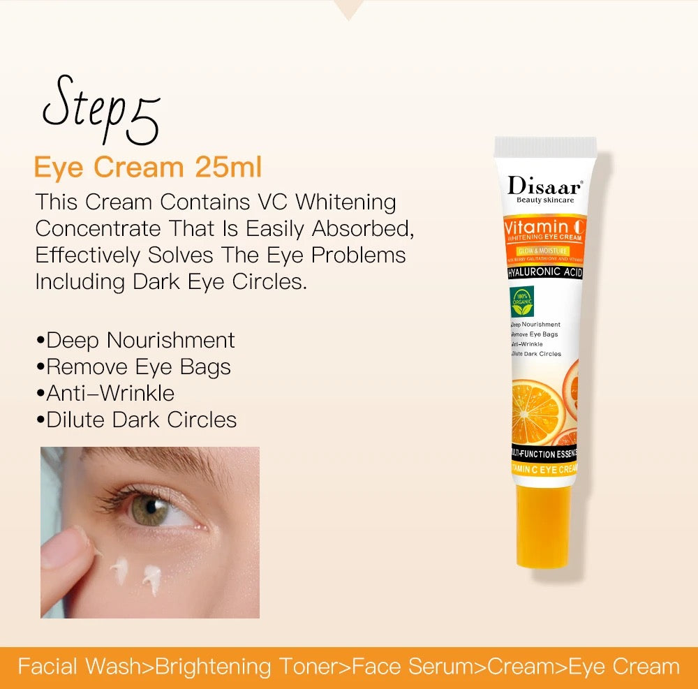 DISAAR 5-in-1 Vitamin C Skin Care Set: Face Wash, Face Toner, Eye Cream, Face Serum, and Body Cream - Image 21