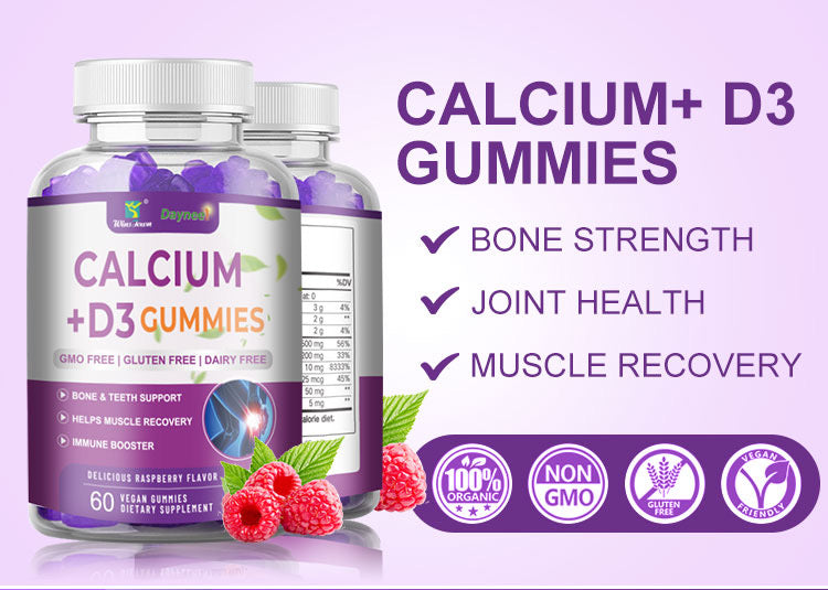 Calcium + Vitamin D3 Gummies with Magnesium Glycinate | Dietary Supplement for Stronger Bones & Teeth, Osteoporosis, and Immune System - Image 3