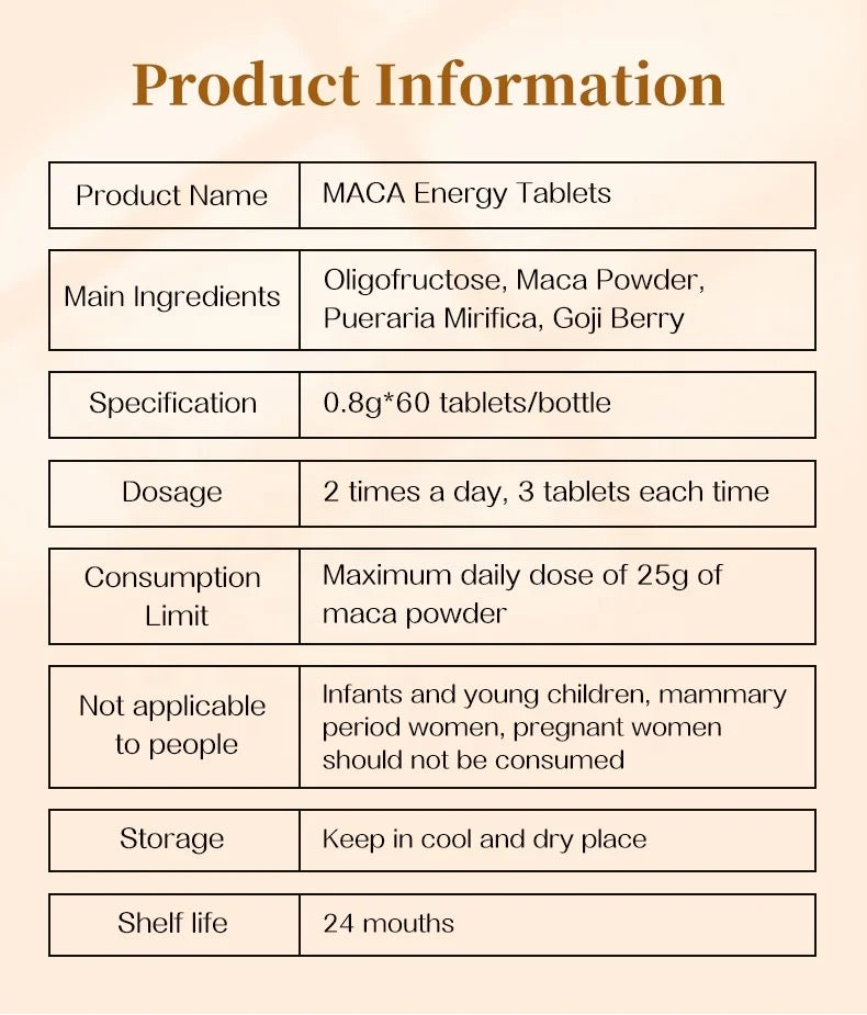Maca Energy Tablets (48g) | Dietary Supplement for Energy, Hormonal Balance, Mood, and Reproductive Health - Image 6