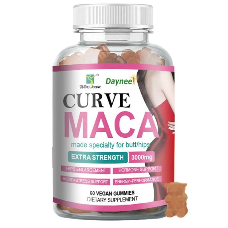 Curve Maca Gummies (3000mg) | Dietary Supplement for Hips Enlargement, Hormonal Balance, Mood, Stress, Energy, and Performance
