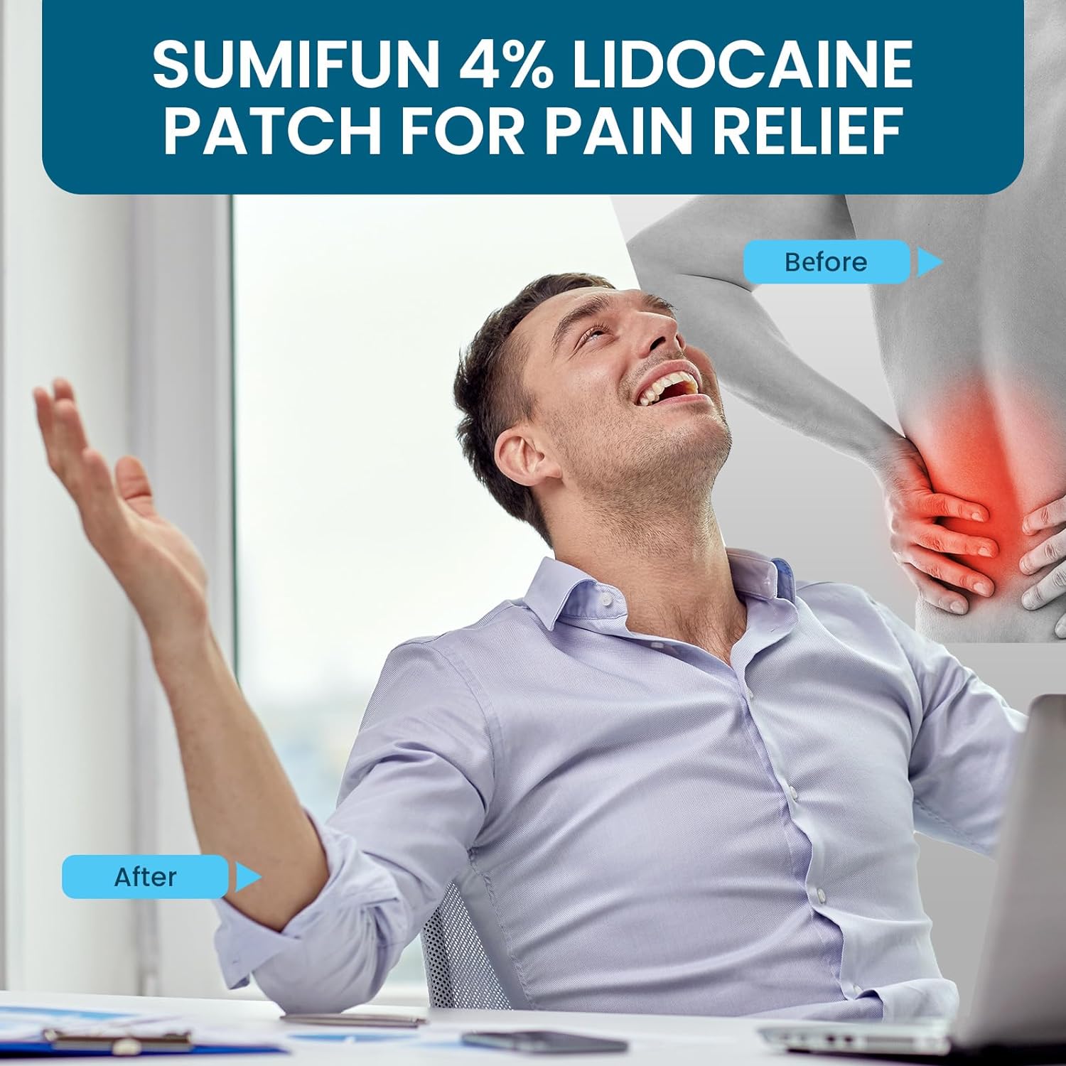 Lidocaine Pain Relief Gel-Patch (4% Lidocaine, 18 patches) | Medicated Patch for Numbing Muscle and Body Pains Relief - Image 7