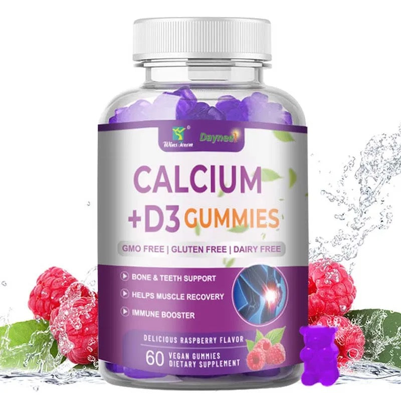 Calcium + Vitamin D3 Gummies with Magnesium Glycinate | Dietary Supplement for Stronger Bones & Teeth, Osteoporosis, and Immune System