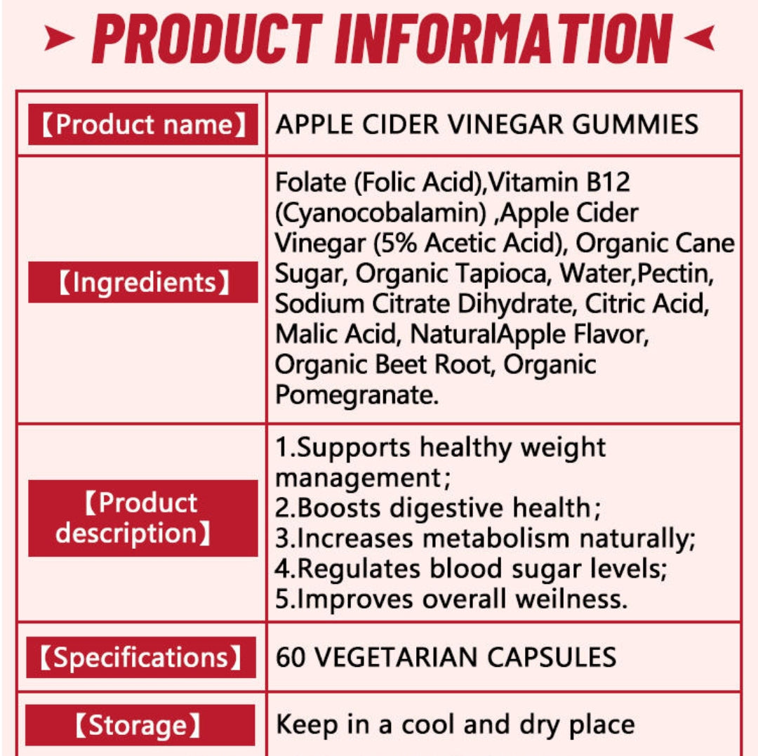 Apple Cider Vinegar Gummies (500mg) | Dietary Supplement for Detox, Weight Loss, Cholesterol, and Energy - Image 13
