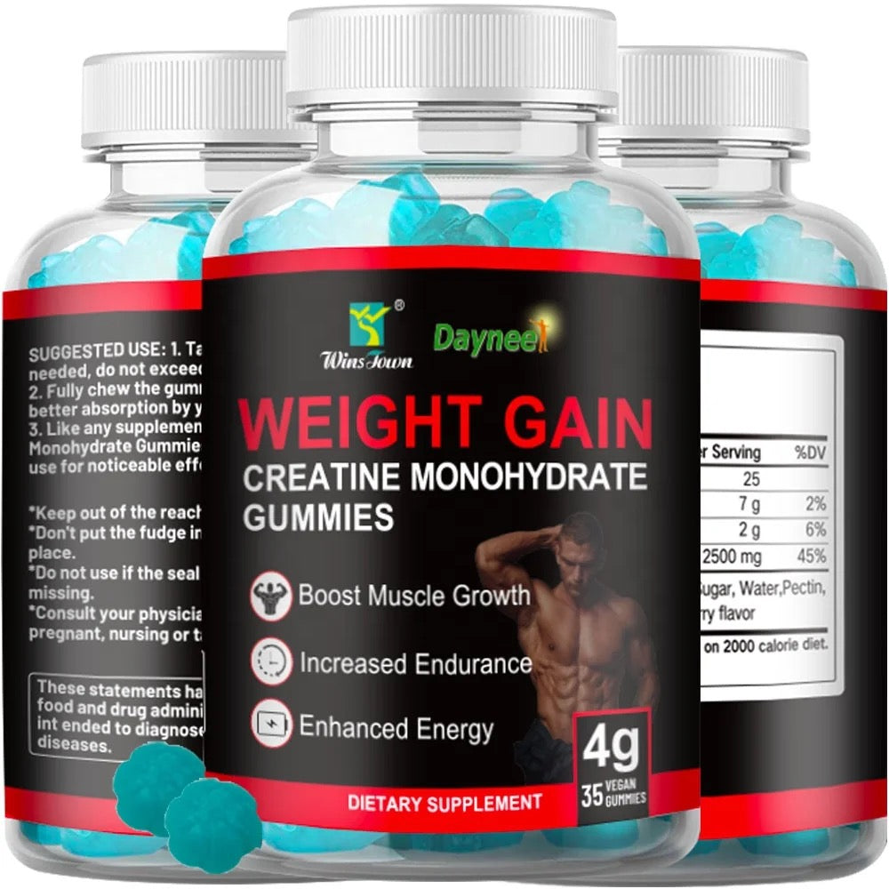 Weight Gain Creatine Monohydrate Gummies (35 gummies) | Dietary Supplement for Muscle, Energy, and Endurance
