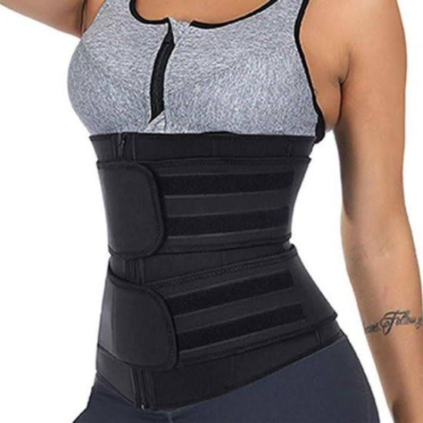 Two Straps Latex Belt with Zip and Hook | Double Strap Latex Waist Trainer