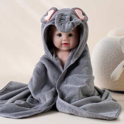 Ultra-Soft and Absorbent Baby Hooded Towel with Cute Animal Design | Baby Wrap Towel with Hood
