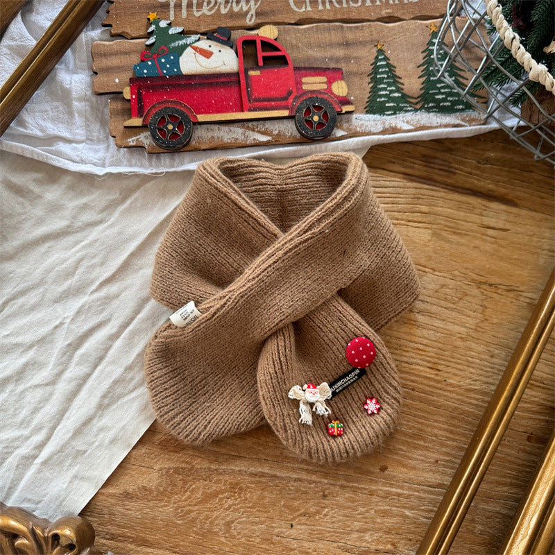 Cute Baby Knit Scarf with Cherry Decor (6 months - 6 years old) | Baby Cross Neck Warmer - Image 33