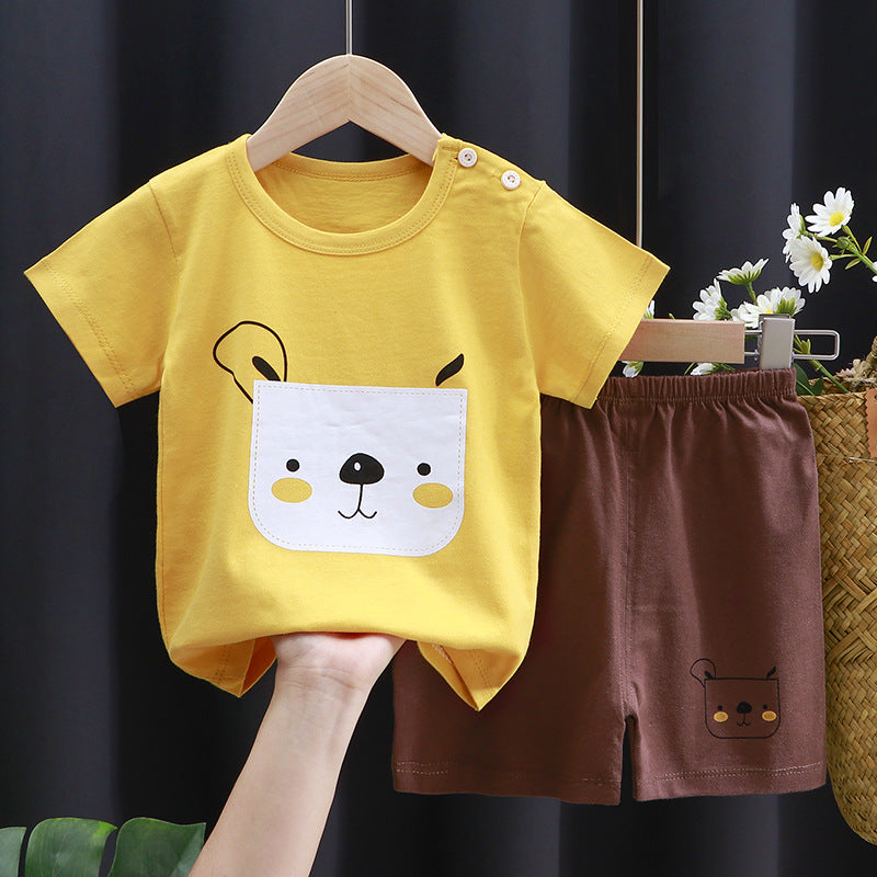 2-Piece Baby Short-Sleeve Outfit Set with T-Shirt and Shorts | Soft Cotton Outdoor Wear for Boys and Girls - Image 14