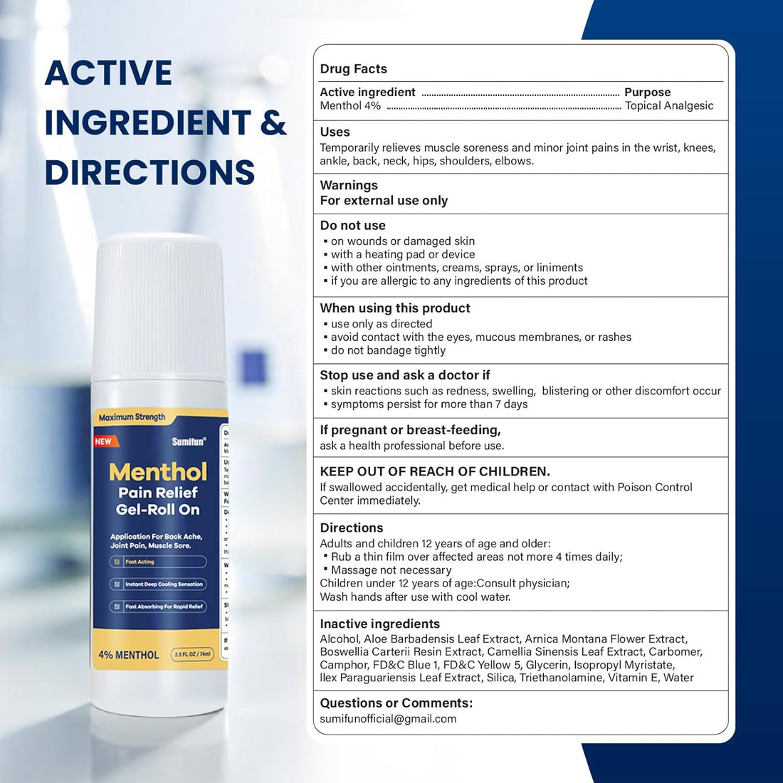 Menthol Pain Relief Gel-Roll On (4% Menthol, 74ml) | Topical Gel for Nerve, Muscle, Neck, Shoulder, Knee, and Back Pain Relief - Image 15