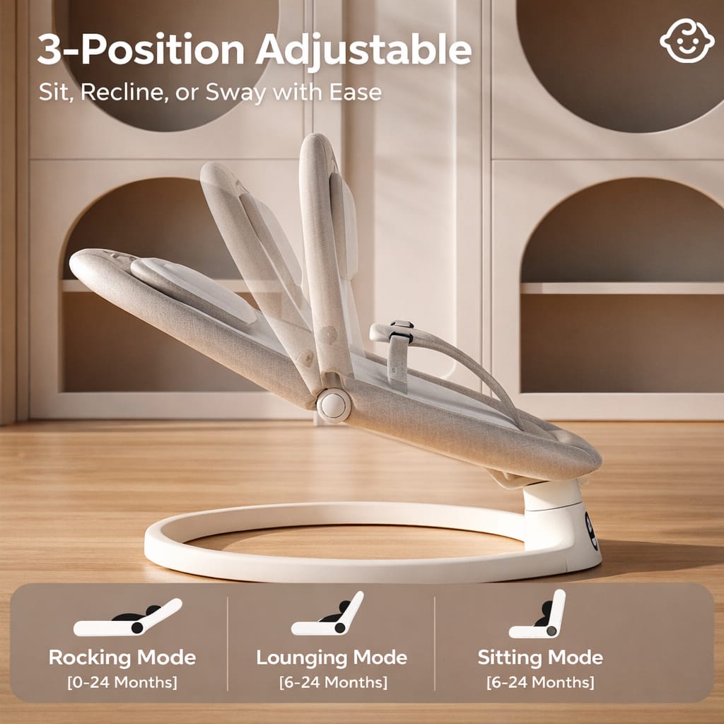 3-in-1 Smart Electric Baby Rocker with Rocking, Lounging and Sitting Modes - Image 2