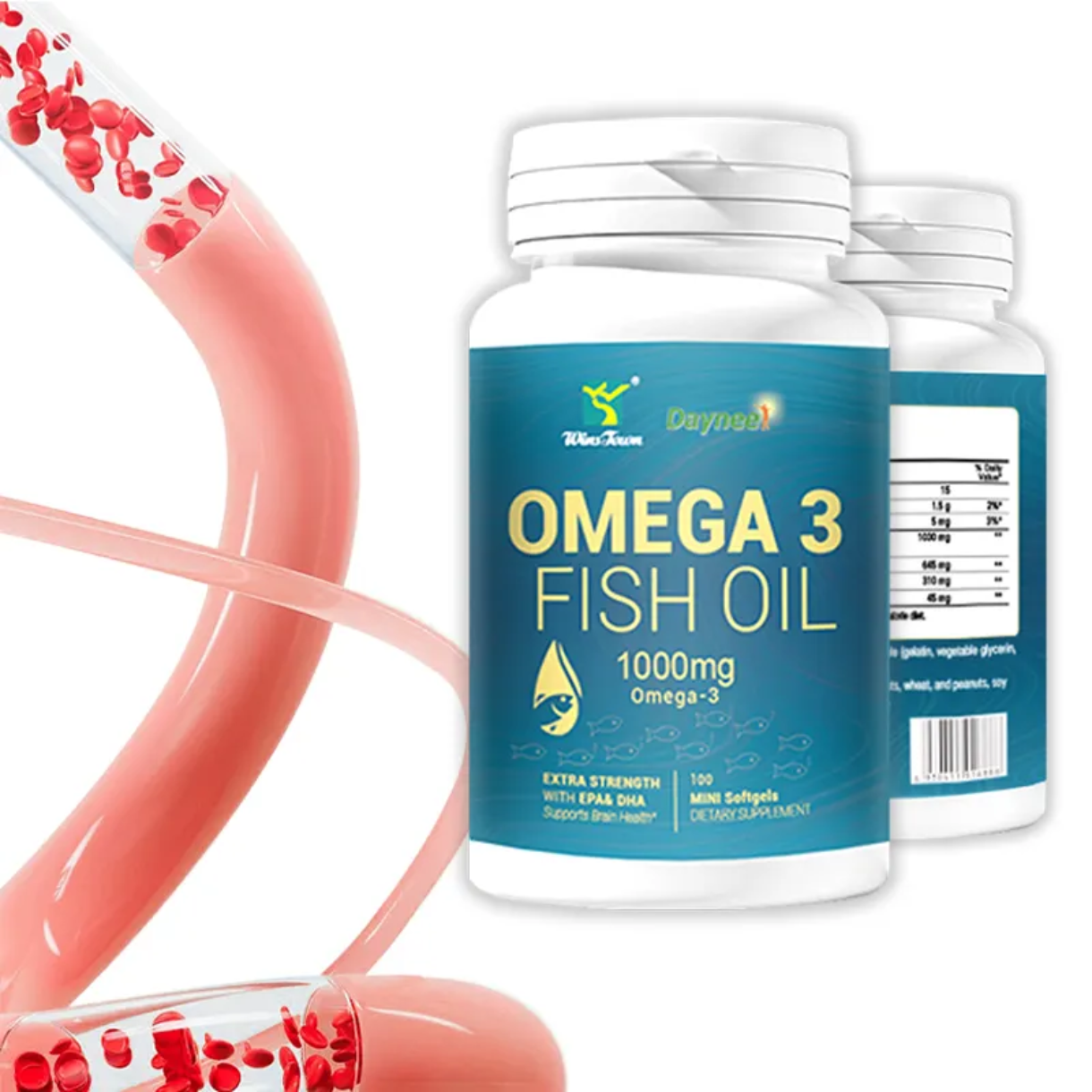 Omega-3 Fish Oil Capsule with EPA and DHA (100 softgels, 1000mg) | Dietary Supplement for Cardiovascular, Brain, Eye, Skin, Mood, and Inflammation - Image 12