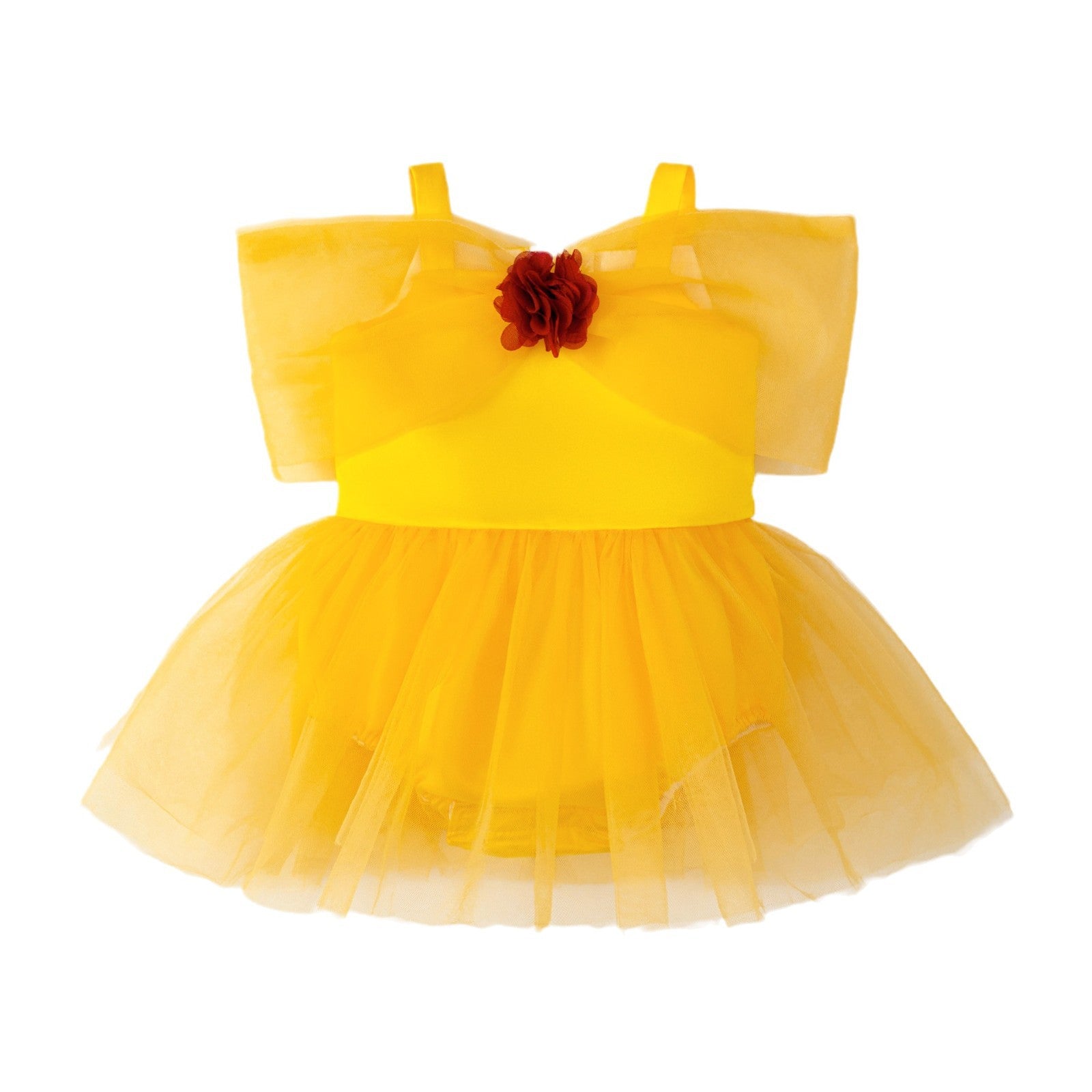 Adorable Baby Girl Romper Dress with Cute Shoulder Bow (1-12 months) | Special Occasion Baby Tutu Romper Dress - Image 3