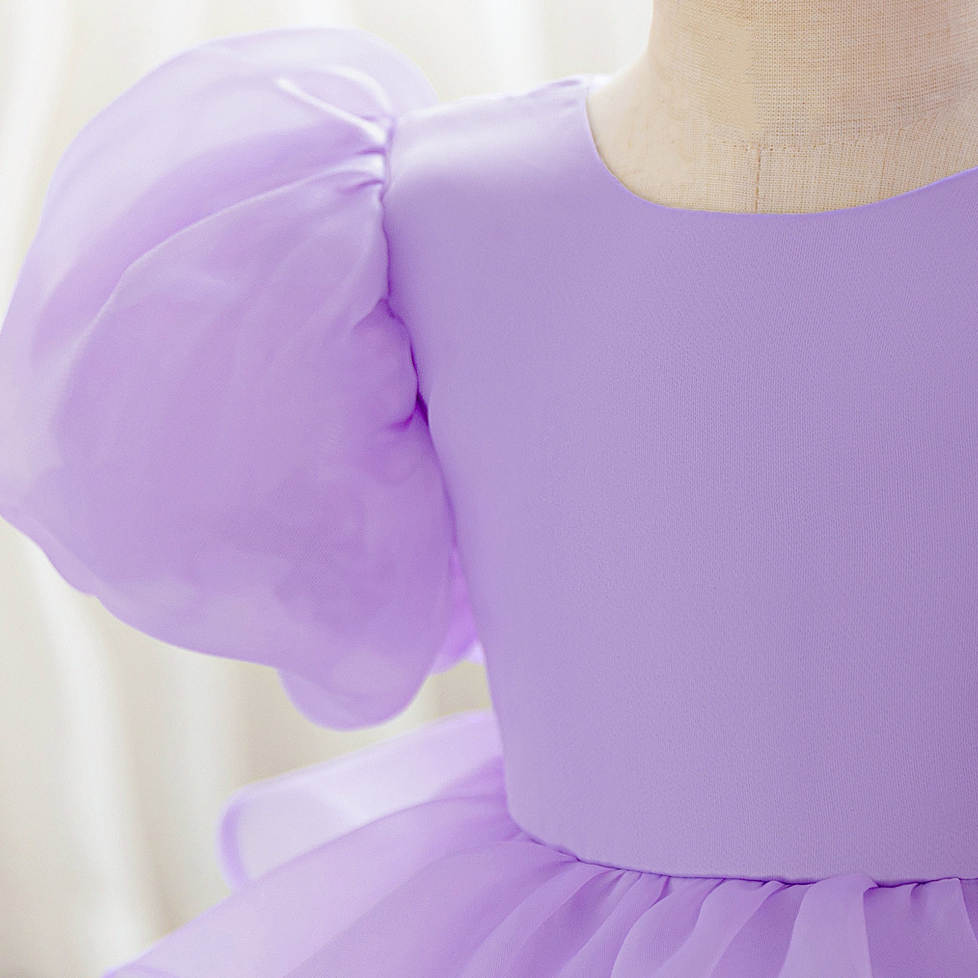 Luxury Puff-Sleeve Princess Dress with Matching Headband (6-12 months) | Elegant Layered Occasion Gown for Baby Girls - Image 86