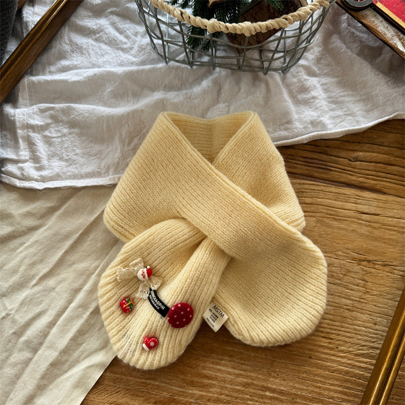 Cute Baby Knit Scarf with Cherry Decor (6 months - 6 years old) | Baby Cross Neck Warmer - Image 8