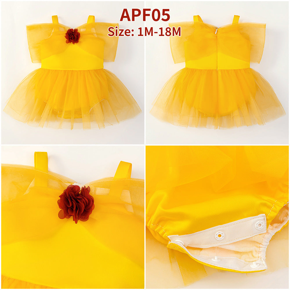 Adorable Baby Girl Romper Dress with Cute Shoulder Bow (1-12 months) | Special Occasion Baby Tutu Romper Dress - Image 11