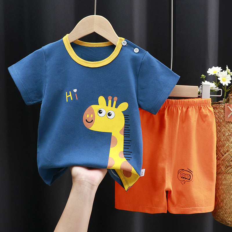 2-Piece Baby Short-Sleeve Outfit Set with T-Shirt and Shorts | Soft Cotton Outdoor Wear for Boys and Girls - Image 17