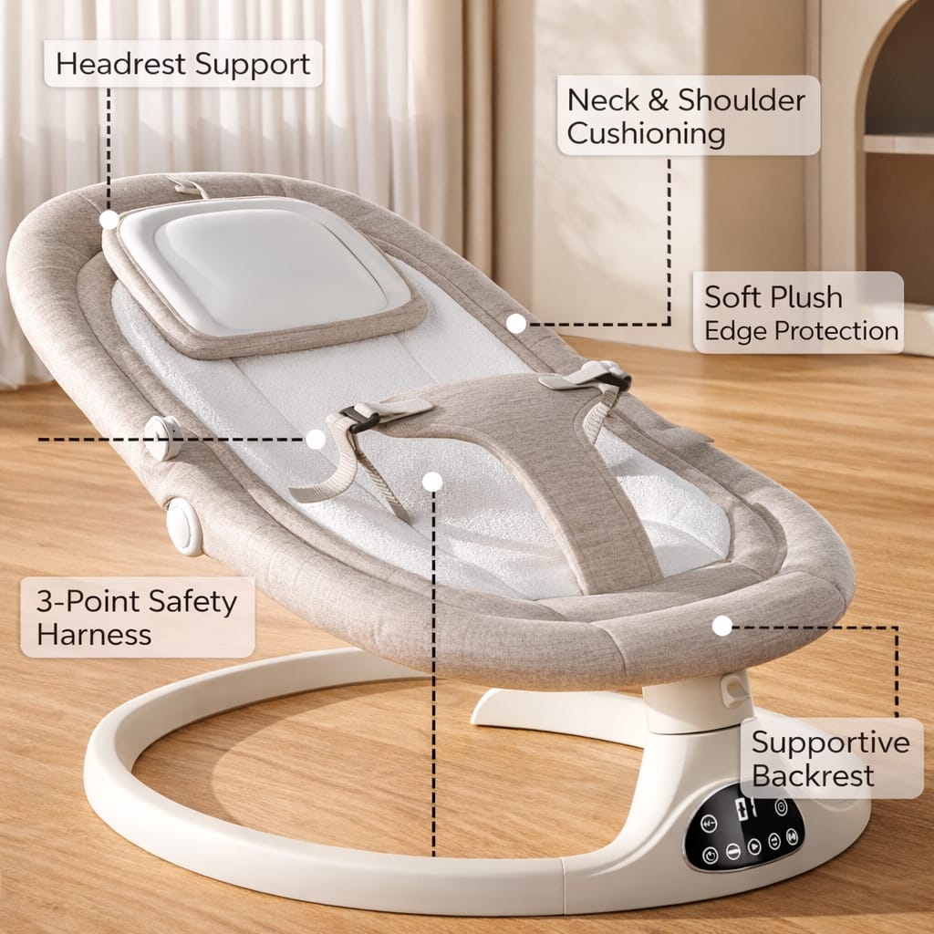 3-in-1 Smart Electric Baby Rocker with Rocking, Lounging and Sitting Modes - Image 3