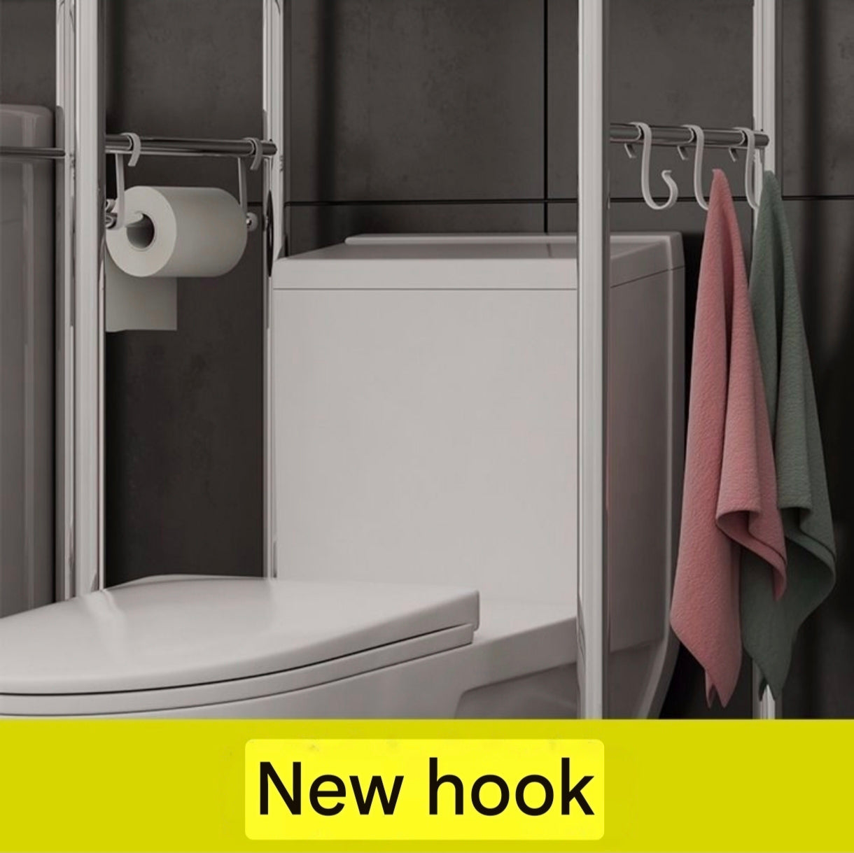3-Tier Over-the-Toilet Organizer Rack with Side Hooks | Space-Saving Washing Machine Storage Rack - Image 9