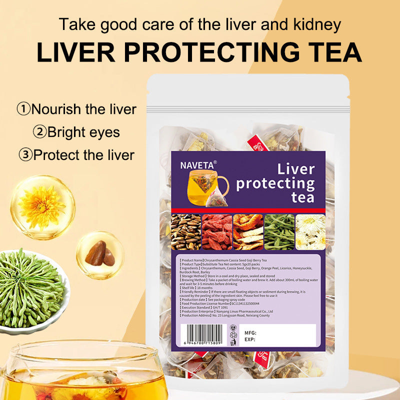 NAVETA Liver Protecting Tea with Chrysanthemum, Cassia Seed, Goji Berry, and Burdock Root (20 packs) - Image 2
