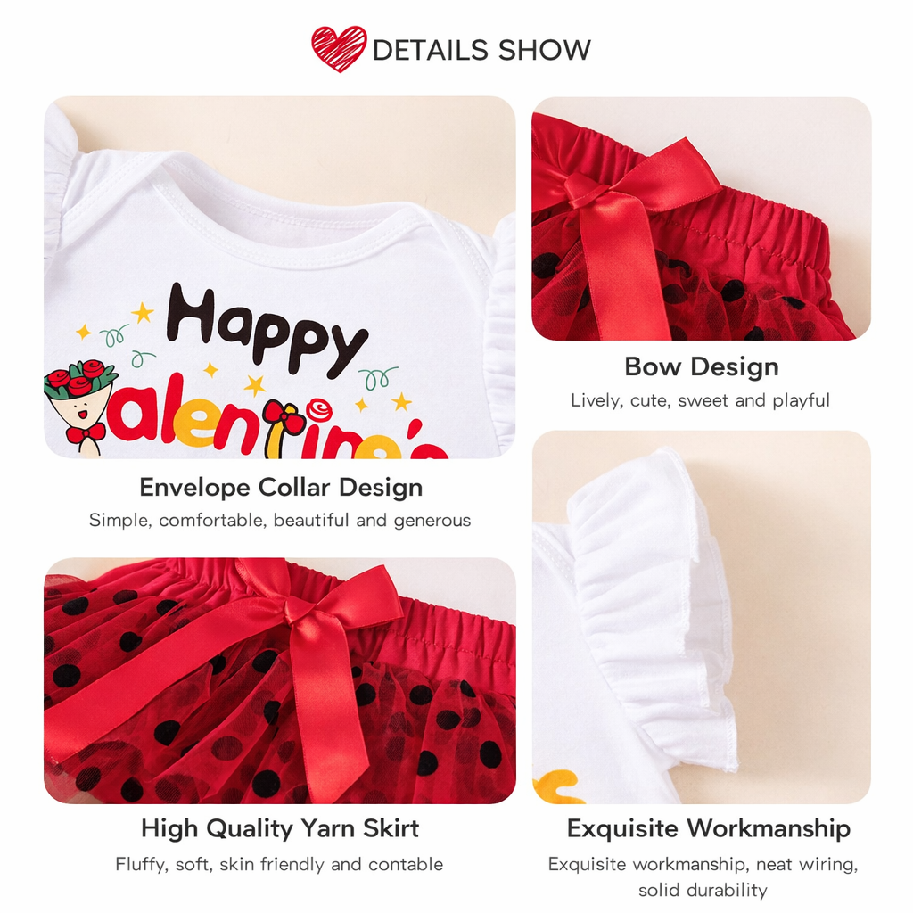 Adorable Baby Girl Valentine Outfit Set (0-12 months) - Image 4