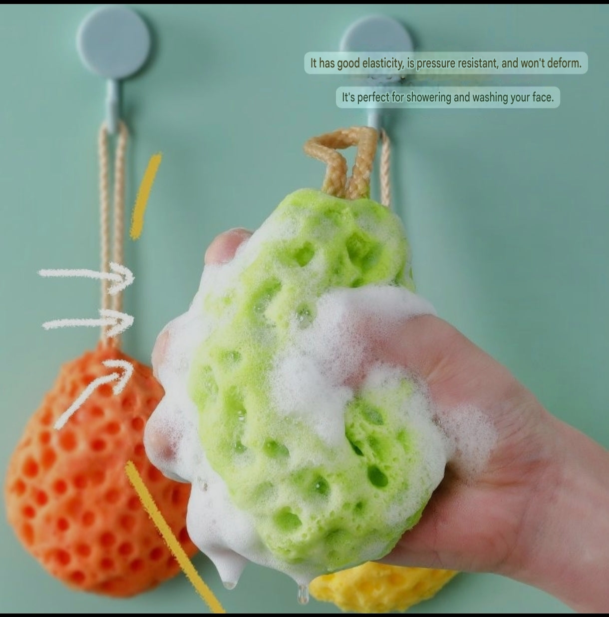 Cute Honeycomb Baby Bath Sponge | Japanese Style Bath Sponge for Babies, Kids and Adults - Image 2