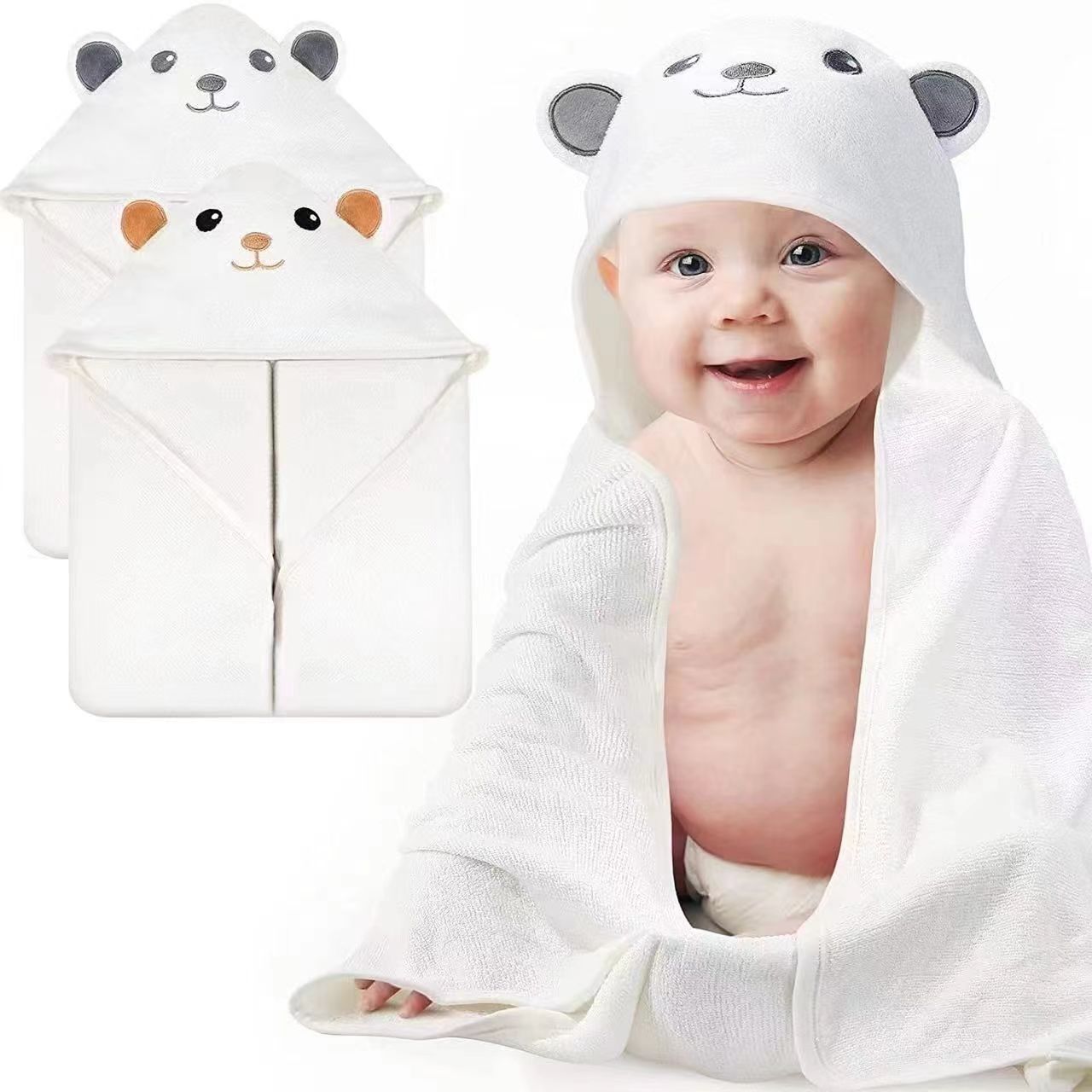 Ultra-Soft and Absorbent Baby Hooded Towel with Cute Animal Design | Baby Wrap Towel with Hood - Image 5