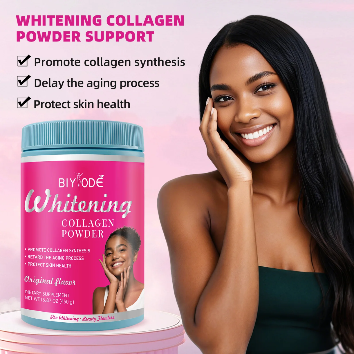BIYODE Whitening Collagen Powder (450g size, 6000mg collagen, 45 servings) - Image 2